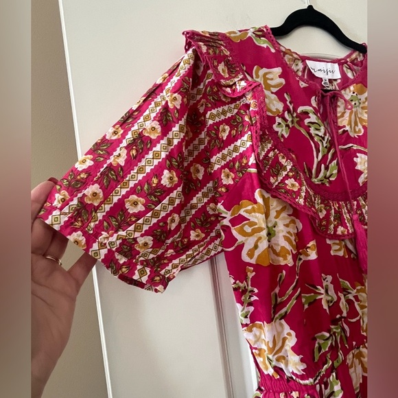 Maisie Designer Vibrant Pink Cotton Mini Dress Women’s Size Medium - Picture 9 of 15